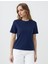 Lacivert %100 Pamuk Bisiklet Yaka Kısa Kollu Örme Tişört 3