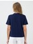 Lacivert %100 Pamuk Bisiklet Yaka Kısa Kollu Örme Tişört 5
