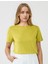 Açık Yeşil Bisiklet Yaka Kısa Kollu Örme Modal Tişört 1