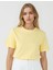 Sarı %100 Pamuk Bisiklet Yaka Kısa Kollu Örme Tişört 1