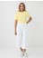 Sarı %100 Pamuk Bisiklet Yaka Kısa Kollu Örme Tişört 2