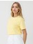 Sarı %100 Pamuk Bisiklet Yaka Kısa Kollu Örme Tişört 3