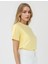Sarı %100 Pamuk Bisiklet Yaka Kısa Kollu Örme Tişört 4