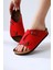 Christella Kırmızı Süet Çift Toka Detaylı Terlik 1