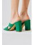 Ethelyn Yeşil Çapraz Bantlı Kalın Topuklu Terlik 4