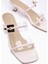 Silvi Bej Rugan Tokalı Kısa Topuklu Kadın Terlik 5