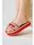 Vasana Kırmızı Yumuşak Dokulu Kalın Tabanlı Halat Terlik 4