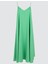 Yeşil Askılı V Yaka Keten Karışımlı Midi Elbise 6