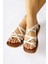 Hakiki Deri Lucile Krem Çapraz Ince Bantlı Sandalet 2