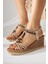 Jona Bej Tokalı Arkası Lastikli Dolgu Topuklu Kadın Sandalet 4