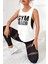Kadın Gym Baskılı Nefes Alabilen Fitness Yoga Koşu Kolsuz Spor Atlet 2