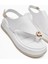 Troya Beyaz Parmak Arası Tokalı Kadın Sandalet 4
