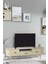 Duru Tv Sehpası Cappuccino Gold 2 Kapaklı 1 Çekmeceli Mebran Kapaklı Oval Tasarım 180x40x50 Cm 1