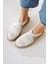 Zulma Beyaz Önü Kapalı Triko Çarpraz Bantlı Keten Taban Sandalet 4