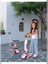 Premium Oturaklı Pembe Scooter 3 Tekerlekli LED Işıklı Scooter Yükseklik Ayarlı 1-6 Yaş 1