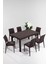6 Kişilik Rattan Bahçe Balkon Masa Takımı Kolsuz Koltuk 90X150 Masa Seti A Plus Large 1