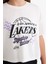 Kız Çocuk NBA Los Angeles Lakers Bisiklet Yaka Kısa Kollu Tişört E7632A825HS 7