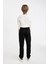 Erkek Çocuk Beli Bağcıklı Lastikli Paça Cepli Basic Düz Siyah Jogger Gabardin Pantolon A9395A824WN 4
