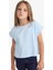 Kız Çocuk Boxy Fit Bisiklet Yaka Basic Düz Kısa Kollu Tişört C4511A825SM 1
