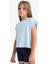 Kız Çocuk Boxy Fit Bisiklet Yaka Basic Düz Kısa Kollu Tişört C4511A825SM 3