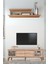 Tuna TV Sehpası Atlantik Çam 4 Kapaklı Ayna Detaylı Altın Kulplu 160x52x36 Cm 1