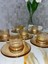 Chefstar 6 Kişilik 12 Parça Çizgili Gold / Füme Cam Türk Kahvesi Fincanı / Fincan Seti 2