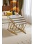 Arden Elite 4'lü Kare Zigon Sehpa Seti – Gold Ayak, Krem Mdf 6