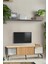 Viva Camlı TV Sehpası Atlantik Çam 4 Kapaklı Özel Cam Panelli Modern Tasarım 160x36x53 cm 1
