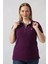 21305 Kısa Kollu Büyük Beden Lacoste Kumas T-Shirt Mor 1