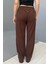 Kadın Jakarlı Salaş Bağcıklı Pantolon - Kahverengi 2