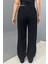 Kadın Jakarlı Salaş Bağcıklı Pantolon - Siyah 2