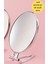 Gümüş Gri Büyüteçli 13,5 cm Masaüstü Oval Traş ve Makyaj Aynası 3