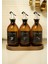 Home Meftune Oval Ahşap Stantlı Amber Zeytinyağı Limon Suyu Sirke Şişesi Yağdanlık 3lü Set 300ML 2