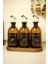 Home Meftune Oval Ahşap Stantlı Amber Zeytinyağı Limon Suyu Sirke Şişesi Yağdanlık 3lü Set 300ML 6