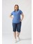 21305 Kısa Kollu Büyük Beden Lacoste Kumas T-Shirt Indigo 4