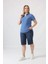 21305 Kısa Kollu Büyük Beden Lacoste Kumas T-Shirt Indigo 5