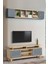 Helena Tv Sehpası Atlantik Çam Antrasit 2 Kapaklı Açık Raflı Bölmeli Tasarım 140x36x60 Cm 1