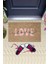 Pembe Kapı Önü Paspası Love Desen K-3297 2