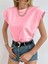 Kadın Pembe Düşük Kol Pamuklu Örme T-Shirt 5