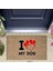 Dijital Baskı Kahverengi Kırmızı Kalpli I Love My Dog Dekoratif Kapı Paspası K-2016 1