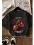 Kadın Siyah Cherry Baskılı Regular Bisiklet Yaka T-Shirt 2