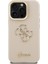 iPhone 15 Pro Uyumlu Kılıf Guess Orjinal Lisanslı Grained Yazı Logolu Kamera Standlı Kapak Bej 3