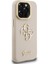 iPhone 15 Pro Uyumlu Kılıf Guess Orjinal Lisanslı Grained Yazı Logolu Kamera Standlı Kapak Bej 4