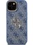 iPhone 15 Uyumlu Kılıf Guess Lisanslı Metal 4g ve Yazı Logolu Kamera Standlı Kapak Mavi 4