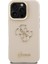 iPhone 16 Pro Uyumlu Kılıf Guess Orjinal Lisanslı Grained Yazı Logolu Kamera Standlı Kapak Bej 3