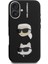 iPhone 16 Uyumlu Kılıf Karl Lagerfeld Lisanslı K&c Heads Pin Kapak Siyah 3