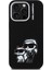 iPhone 16 Pro Max Uyumlu Kılıf Karl Lagerfeld Lisanslı Karl & Choupette Sketch Logo Sililkon Siyah 4