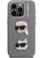 iPhone 15 Pro Max Uyumlu Kılıf Karl Lagerfeld Lisanslı K&c Heads Pin Kapak Gri 3