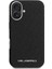 iPhone 16 Uyumlu Kılıf Karl Lagerfeld Lisanslı Pu Deri Damgalı Metal Yazı Logolu Kapak Siyah 3