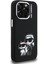 iPhone 15 Pro Max Uyumlu Kılıf Karl Lagerfeld Lisanslı Karl & Choupette Sketch Logo Sililkon Siyah 4